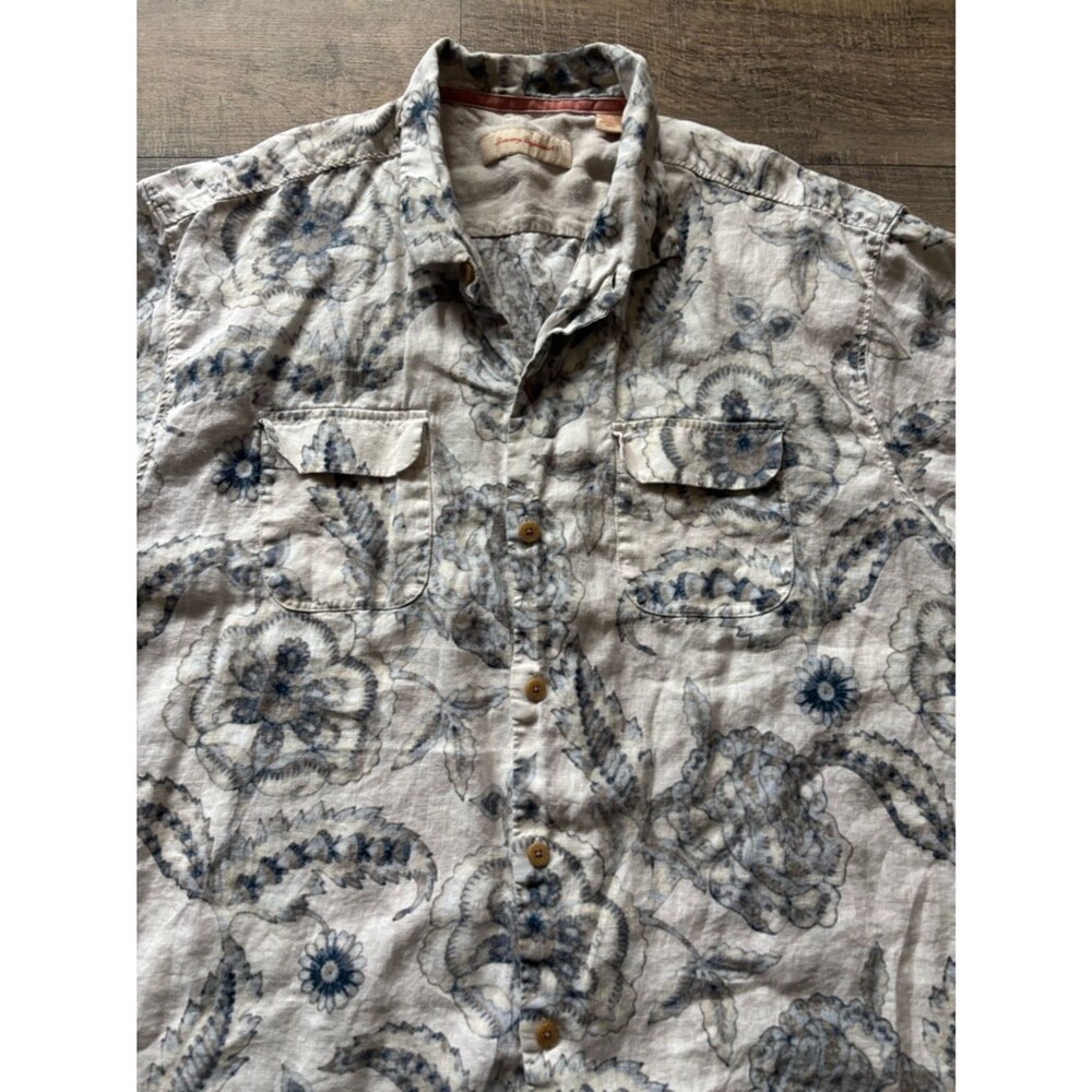 Tommy Bahama men’s size XXL 100% linen white and blue floral button down shirt - Picture 13 of 13
